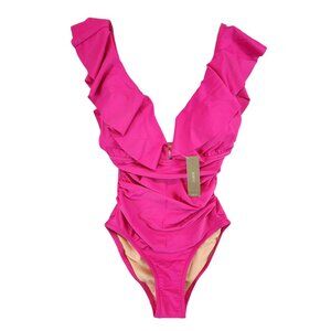 J. Crew Ruched Ruffle One Piece Swimsuit Pink Sexy Beachwear Summer‎ Sun Swim 2